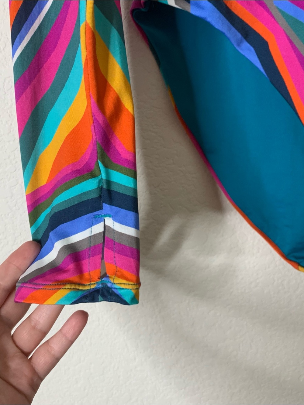 Trina Turk Louvre Paddle colorful,  chevron zigzag LS one piece swimsuit L - Picture 3 of 10